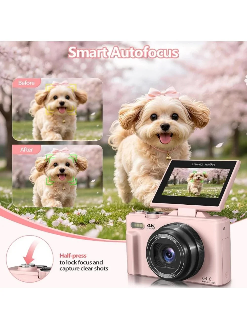 64MP 4K Digital Camera for Photography & Vlogging, Perfect for YouTube Content